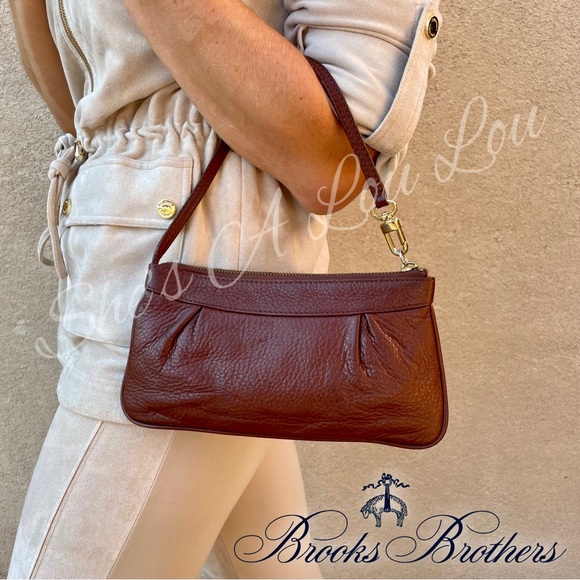 Brooks Brothers 🤎 Pebble Leather Wristlet/Clutch in Chocolate Brown - Picture 1 of 8